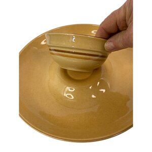 Vintage  Pfaltzgraff Pottery Chip & Dip Set Tan Glaze Ceramic Made In USA